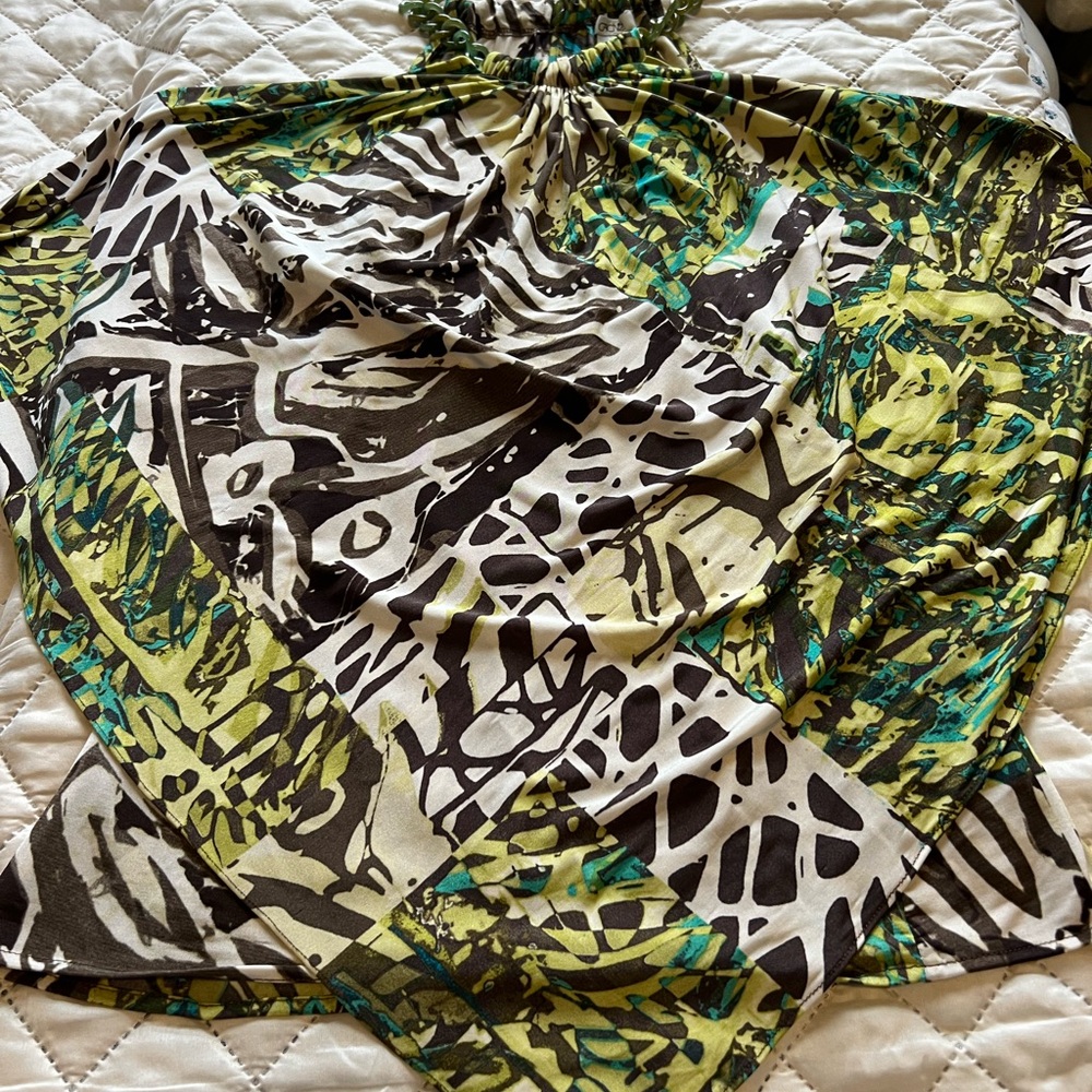 Cache Vibrant Green and Black Patterned Top - Picture 2 of 5
